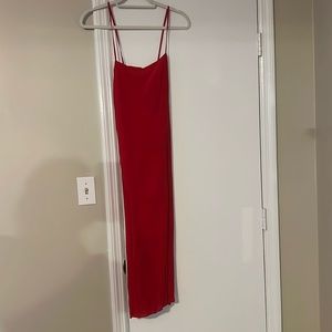 Madewell red silk slip dress